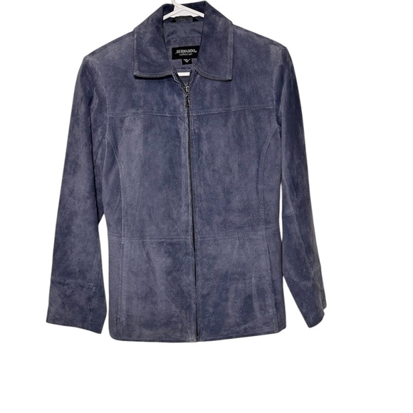 Bernardo Leather Women's Blue Jacket Petite Small - Picture 1 of 5